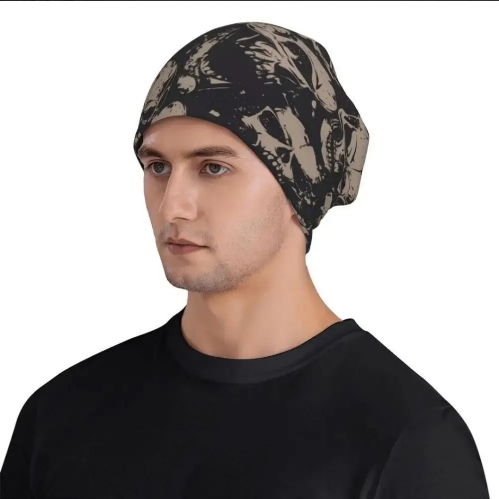 Skull beanie cap slouchy skeleton hat - Picture 8 of 9